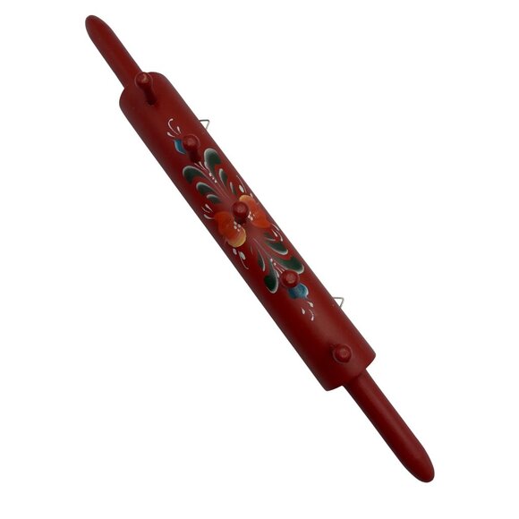 Vintage Wooden Kitchen Rack Norwegian Rosemaling Folk Art Painting - Picture 6 of 13